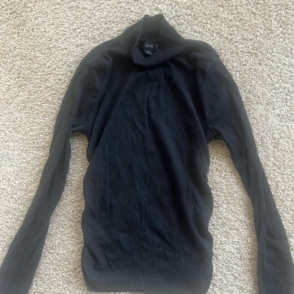 J Crew Women’s Black Rouched & Ribbed Turtle Neck